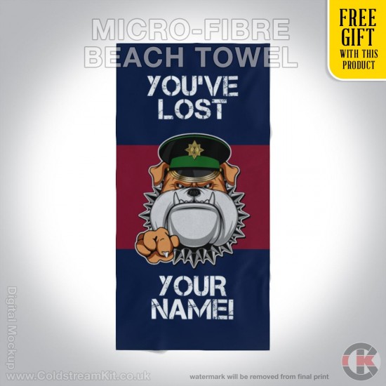 Irish Guards Bulldog, You've Lost Your Name 160cm by 80cm Microfibre Towel with FREE GIFT!