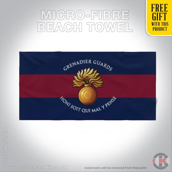Grenadier Guards (Grenade), Blue Red Blue Towel 160cm by 80cm Microfibre Towel with FREE GIFT!