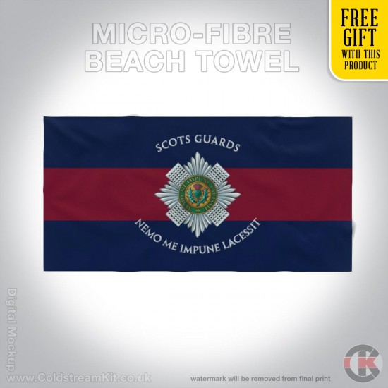 Scots Guards, Blue Red Blue Towel 160cm by 80cm Microfibre Towel with FREE GIFT!