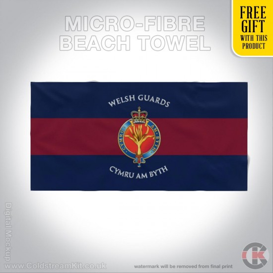Welsh Guards, Blue Red Blue Towel 160cm by 80cm Microfibre Towel with FREE GIFT!