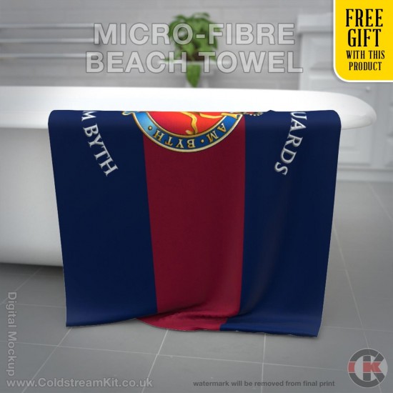 Welsh Guards, Blue Red Blue Towel 160cm by 80cm Microfibre Towel with FREE GIFT!