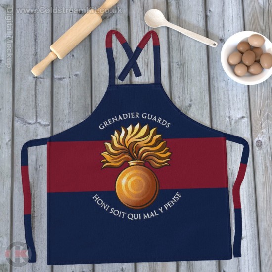 Grenadier Guards (Grenade), Full Colour Print, Blue Red Blue Apron (Adult size)