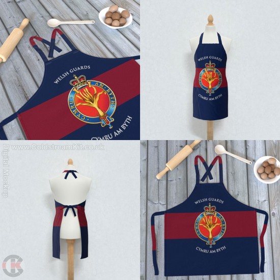 Welsh Guards, Full Colour Print, Blue Red Blue Apron (Adult size)