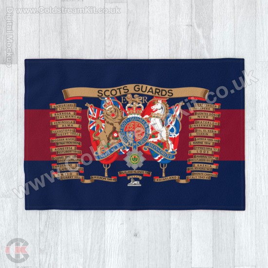 Scots Guards Battle Honours Blanket, Full Colour Emblazon Print, Microfleece 175cm by 120cm