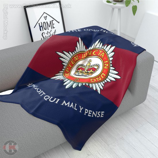 The Household Division Large Blanket, Full Colour Print, Blue Red Blue Microfleece 175cm by 120cm