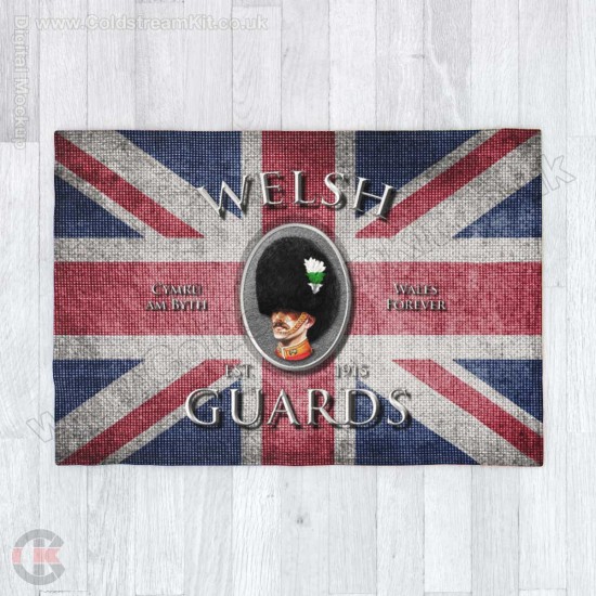 Welsh Guards Retro/Vintage Union Jack Large Blanket, Microfleece 175cm by 120cm Blanket