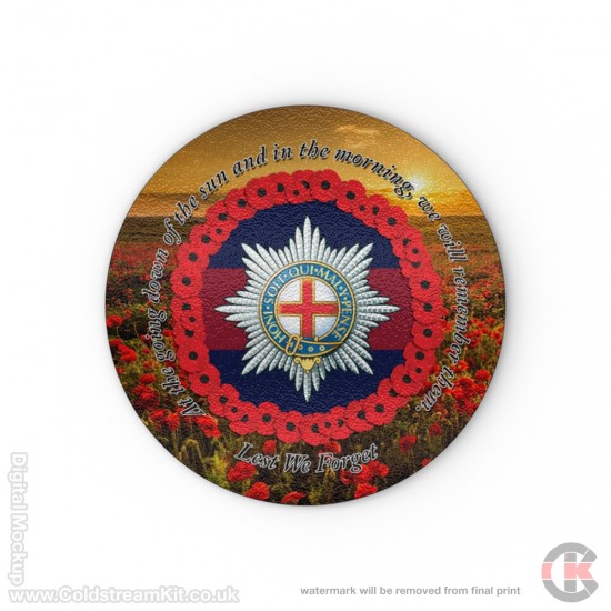 Coldstream Guards 'Lest We Forget' Glass Chopping Board (3 sizes), Poppies Design