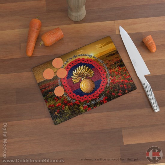 Grenadier Guards (Grenade) 'Lest We Forget' Glass Chopping Board (3 sizes), Poppies Design