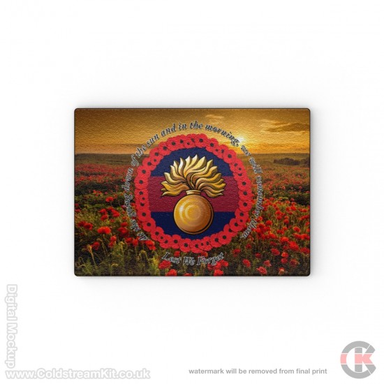 Grenadier Guards (Grenade) 'Lest We Forget' Glass Chopping Board (3 sizes), Poppies Design