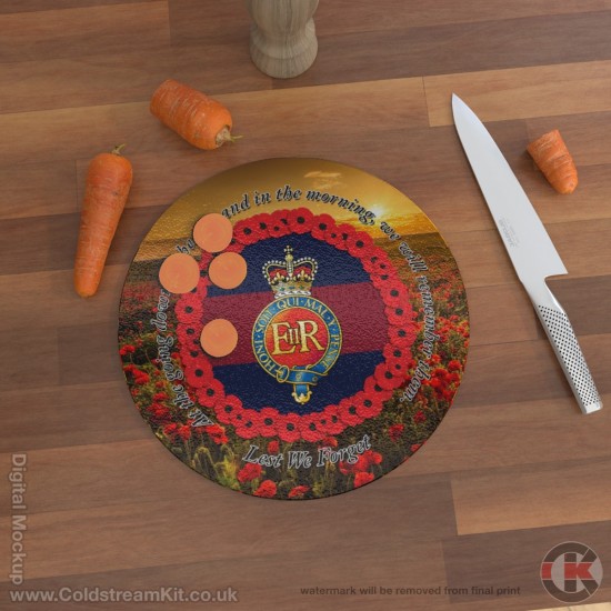 Household Cavalry 'Lest We Forget' Glass Chopping Board (3 sizes), Poppies Design