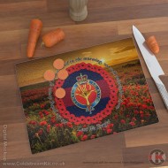 Welsh Guards 'Lest We Forget' Glass Chopping Board (3 sizes), Poppies Design Welsh Guards 'Lest We Forget' Glass Chopping Board (3 sizes), Poppies Design
