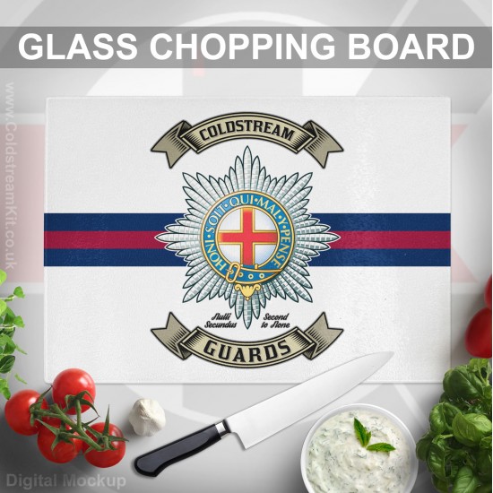 Glass Chopping Board 39cm by 28cm, (BRB) Coldstream Guards