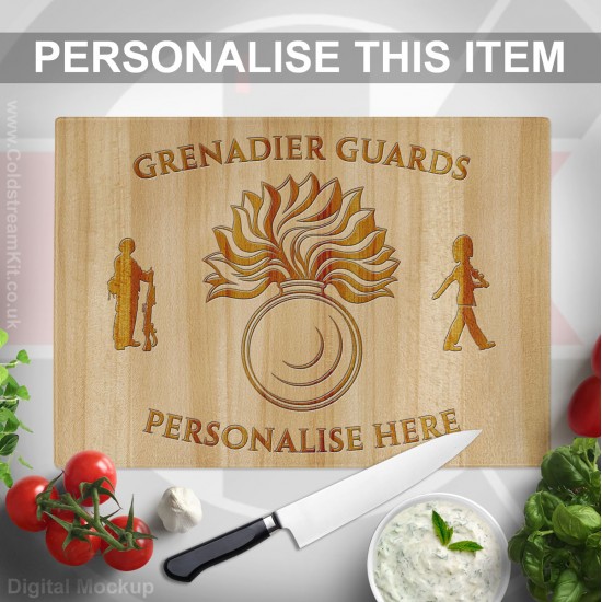 Glass Chopping Board 39cm by 28cm, Grenadier Guards (Grenade)
