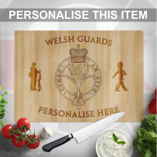 Glass Chopping Board 39cm by 28cm, Welsh Guards