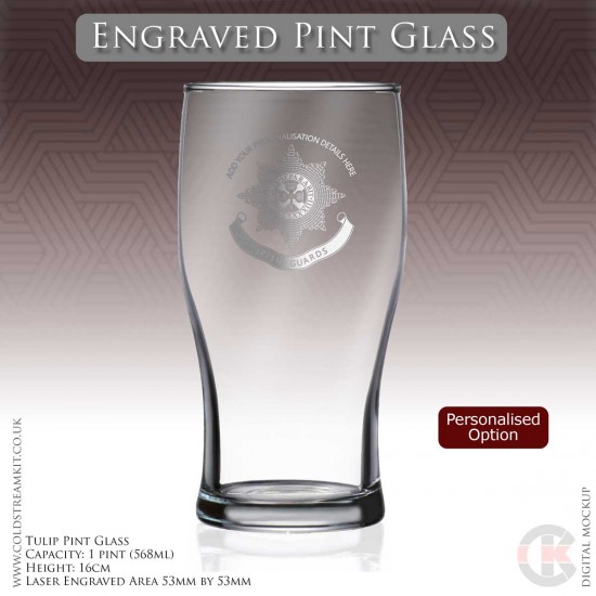 Irish Guards Engraved Pint Glass (Personalised Option)