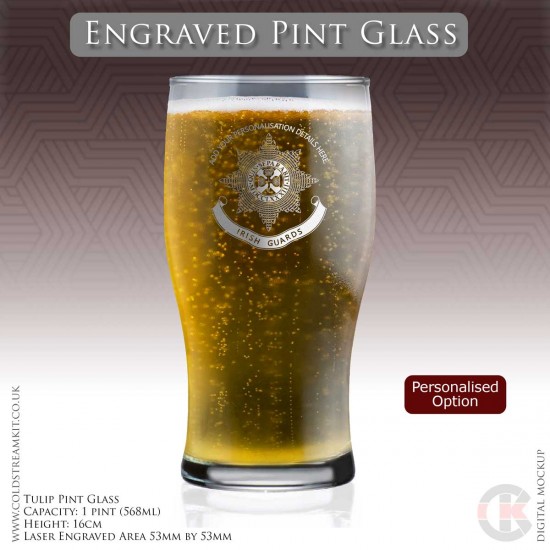 Irish Guards Engraved Pint Glass (Personalised Option)
