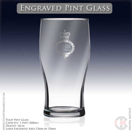 Grenadier Guards Engraved Pint Glass (FREE Shot Glass offer)