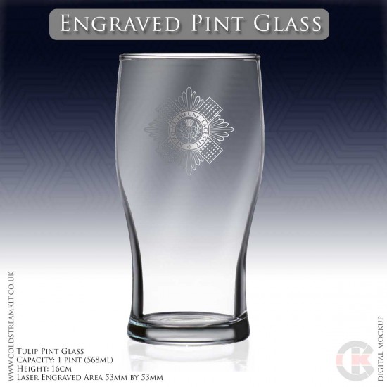 Scots Guards Engraved Pint Glass (FREE Shot Glass offer)
