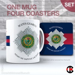 Scots Guards Mug and Coaster Set (four hardwood coasters) Scots Guards Mug and Coaster Set (four hardwood coasters)