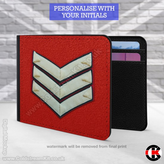Lance Sergeant's  (Guards) Rank, 2 Fold Faux Leather Wallet - FREE Initials printed