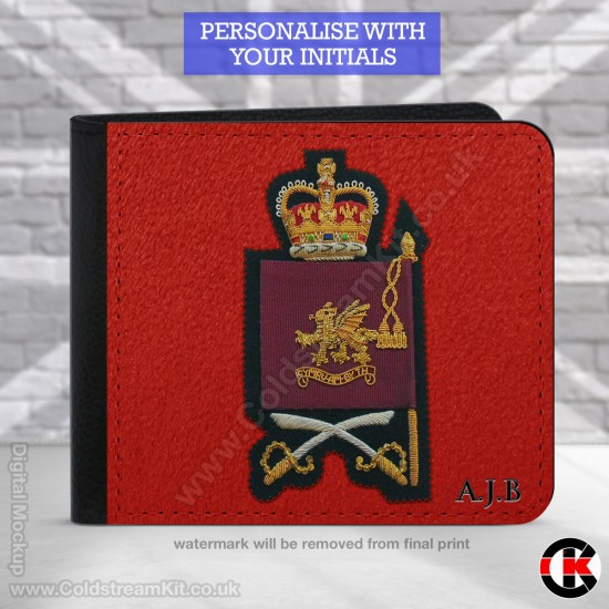 Warrant Officer Welsh Guards, 2 Fold Faux Leather Wallet - FREE Initials printed