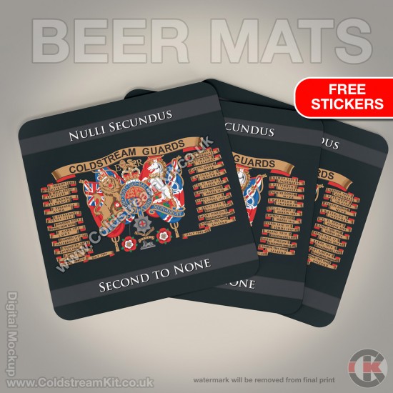 Coldstream Guards Cardboard Beer Mats (pack of 100) with FREE STICKERS - Limited Stock (less than 5 left)