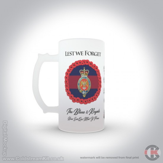 Blues and Royals 'Lest We Forget'  16oz Frosted Beer Stein