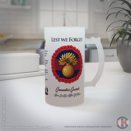 Grenadier Guards (Grenade) 'Lest We Forget'  16oz Frosted Beer Stein