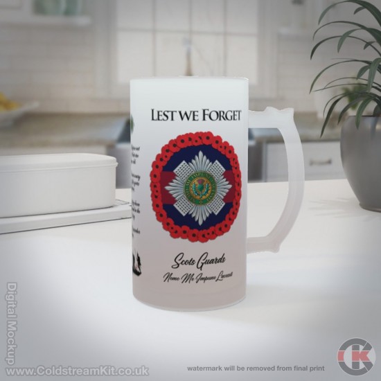 Scots Guards 'Lest We Forget'  16oz Frosted Beer Stein