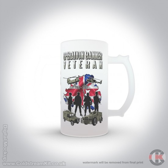 Op Banner Stein, 16oz Frosted Beer Stein (Military Insignia)