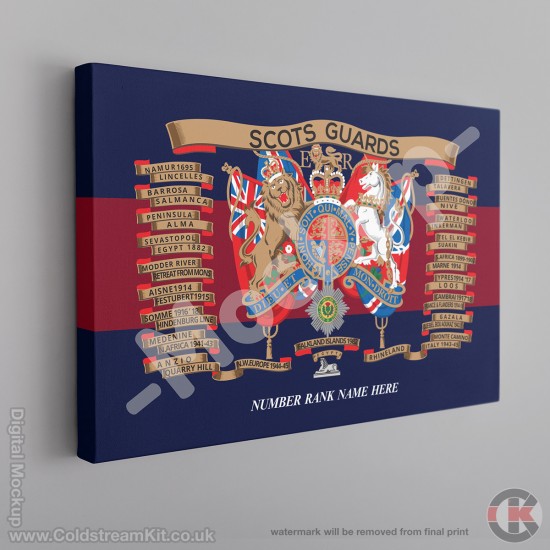 Scots Guards Battle Honours Canvas (Emblazon) FREE Personalisation