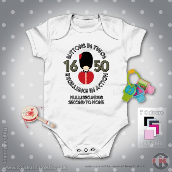 Coldstream Guards Baby Grow - Short Sleeve Baby Bodysuit, Buttons in Twos Design