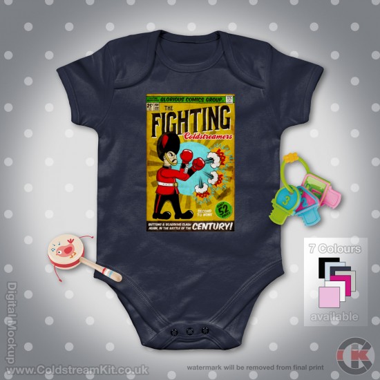 Coldstream Guards Baby Grow - Short Sleeve Baby Bodysuit, Fighting Coldstreamers Comic Design