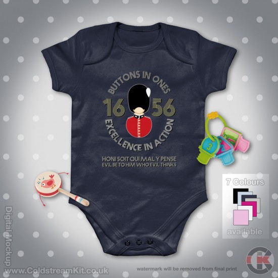 Grenadier Guards Baby Grow - Short Sleeve Baby Bodysuit, Buttons in Ones Design