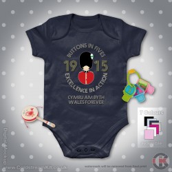 Welsh Guards Baby Grow - Short Sleeve Baby Bodysuit, Buttons in Fives Design Welsh Guards Baby Grow - Short Sleeve Baby Bodysuit, Buttons in Fives Design