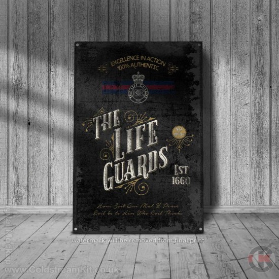 The Life Guards Victorian Design Metal Print, Vintage Metal Sign