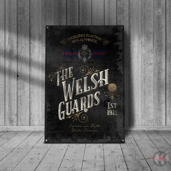 Welsh Guards Victorian Design Metal Print, Vintage Metal Sign