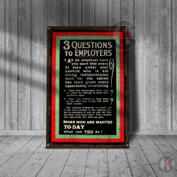 World War Propaganda Vintage Metal Print 001, 3 Questions to ask employers Propaganda Print World War Propaganda Vintage Metal Print 001, 3 Questions to ask employers Propaganda Print