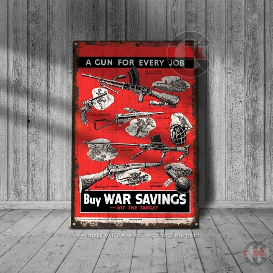 World War Propaganda Vintage Metal Print 002, A Gun for Every Job Propaganda Print