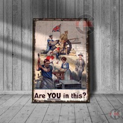 World War Propaganda Vintage Metal Print 005, Are You In This Propaganda Print World War Propaganda Vintage Metal Print 005, Are You In This Propaganda Print