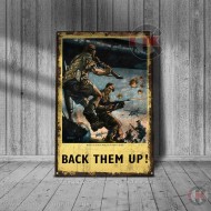 World War Propaganda Vintage Metal Print 006, Back Them Up (Airborne), Propaganda Print World War Propaganda Vintage Metal Print 006, Back Them Up (Airborne), Propaganda Print