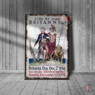 World War Propaganda Vintage Metal Print 008, Side by Side Britannia, Propaganda Print World War Propaganda Vintage Metal Print 008, Side by Side Britannia, Propaganda Print
