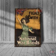 World War Propaganda Vintage Metal Print 009, Fight With National War Bonds, Propaganda Print World War Propaganda Vintage Metal Print 009, Fight With National War Bonds, Propaganda Print