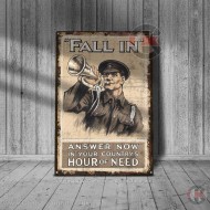 World War Propaganda Vintage Metal Print 010, Fall In Answer Now, Propaganda Print World War Propaganda Vintage Metal Print 010, Fall In Answer Now, Propaganda Print