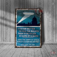 World War Propaganda Vintage Metal Print 011, It is Far Better to Face the Bullets, Propaganda Print World War Propaganda Vintage Metal Print 011, It is Far Better to Face the Bullets, Propaganda Print