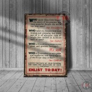 World War Propaganda Vintage Metal Print 012, Who - Enlist Today, Propaganda Print World War Propaganda Vintage Metal Print 012, Who - Enlist Today, Propaganda Print