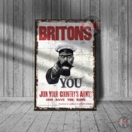 World War Propaganda Vintage Metal Print 016, Britons Join Your Countrys Army, Propaganda Print World War Propaganda Vintage Metal Print 016, Britons Join Your Countrys Army, Propaganda Print
