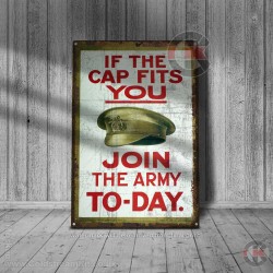World War Propaganda Vintage Metal Print 022, If The Cap Fits You, Propaganda Print
