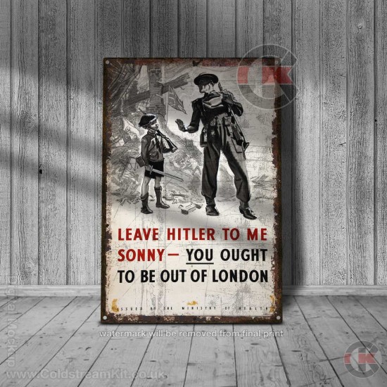 World War Propaganda Vintage Metal Print 024, Leave Hitler To Me Sonny, Propaganda Print
