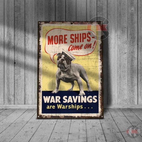 World War Propaganda Vintage Metal Print 028, More Ships - Come On, Propaganda Print